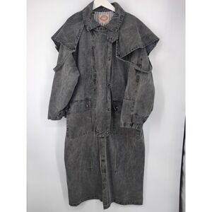 The Australian Outback Collection Duster Drover Trench Coat Large Black Denim